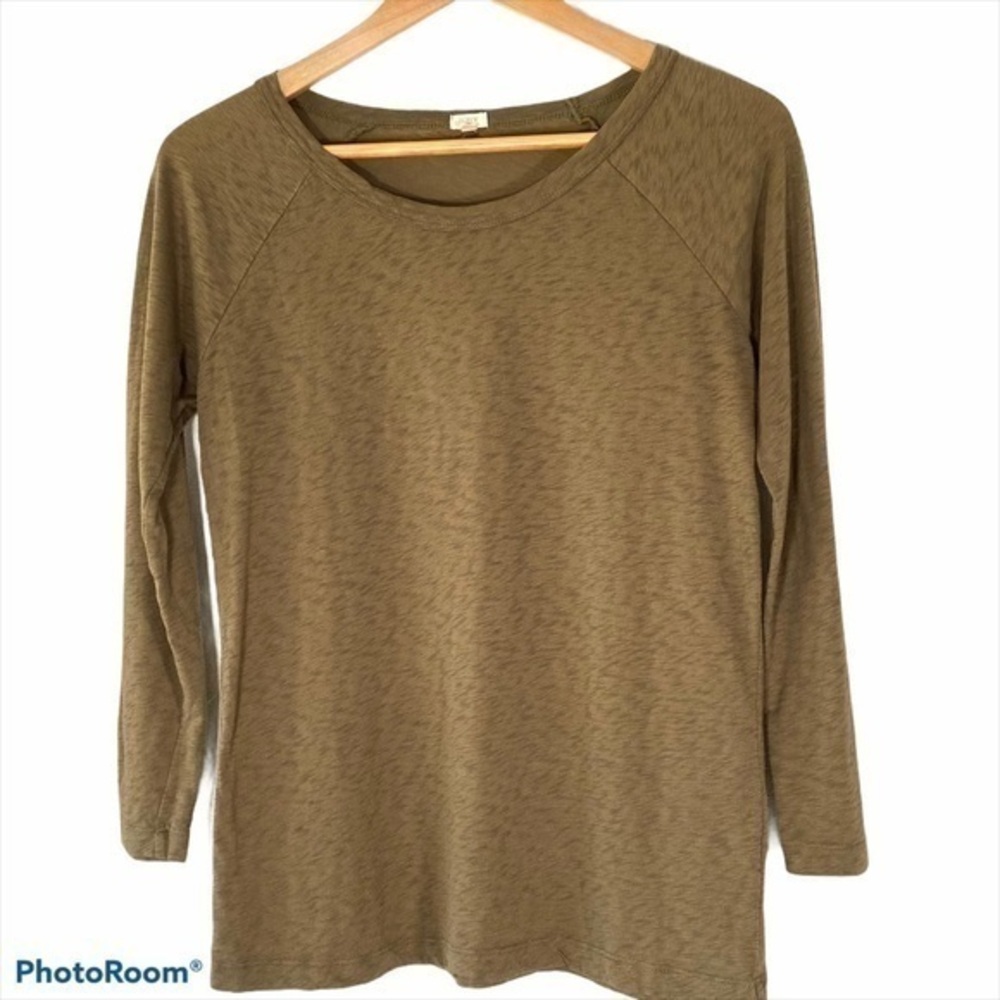 J Crew Long Sleeve Slub Cotton Tee Army Green S